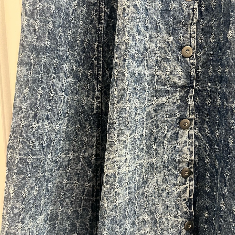 True Vintage Blue Denim Pleated Long Button Down Skirt Women’s Size XS/S Western - Picture 5 of 9